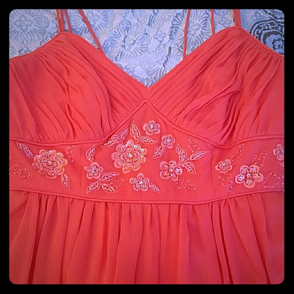 David's Bridal Orange Bridesmaid Dress
